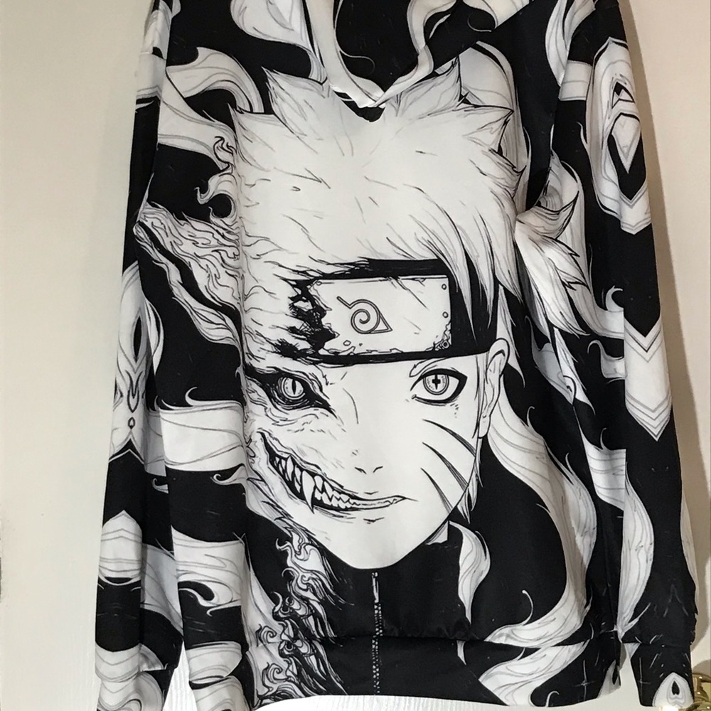 Black and white naruto hoodie